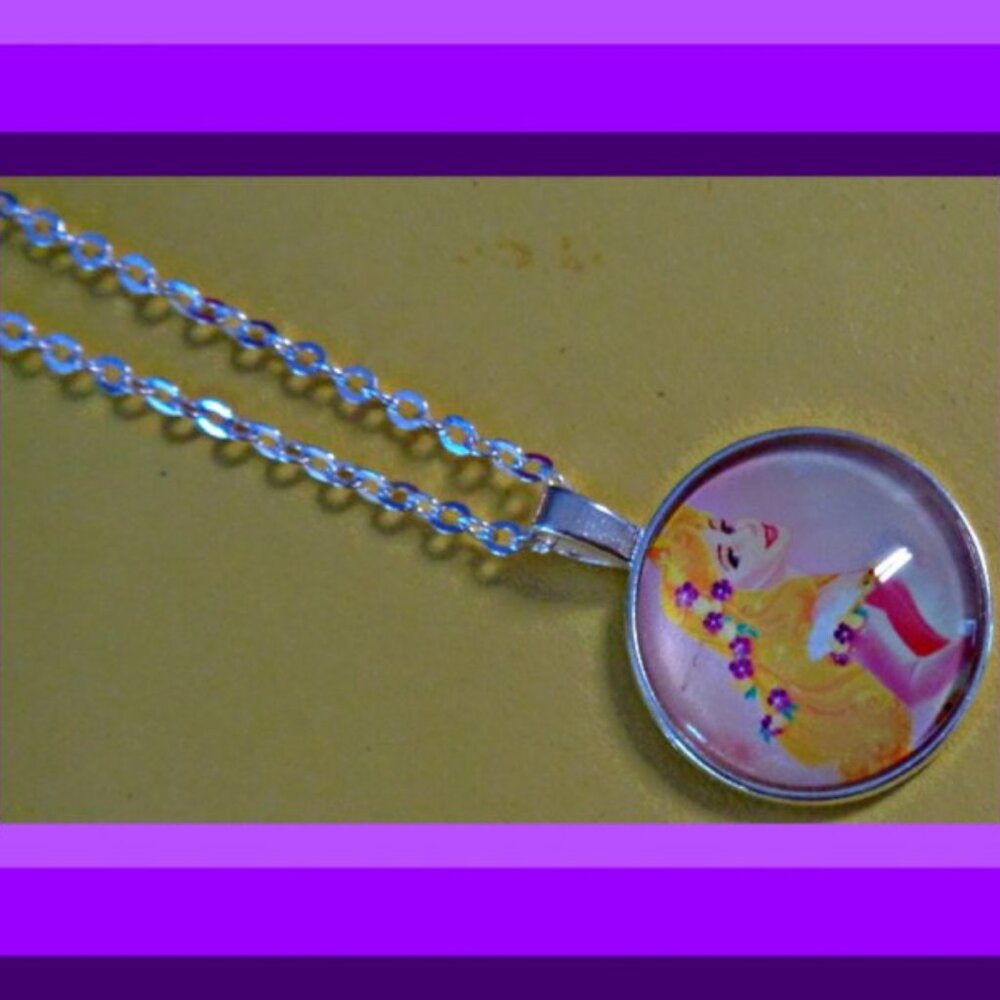 Silver Tone Sleeping Beauty Theme Necklace For Little Girls